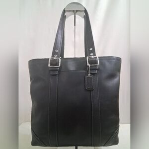Coach Hamptons Black Leather Shoulder Bag F-10194